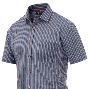 Men's Striped Short Sleeve Button